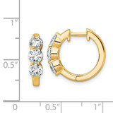 True Origin 14k 1 7/8 carat Lab Grown Diamond VS DEF Three Stone Hinged Hoops