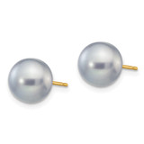 14k 8-9mm Grey Button Freshwater Cultured Pearl Stud Post Earrings
