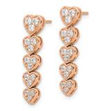True Origin 14k Rose Gold 1 carat Lab Grown Diamond VS DEF Heart Dangle Post Earrings