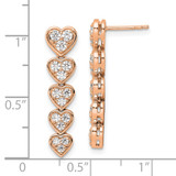 True Origin 14k Rose Gold 1 carat Lab Grown Diamond VS DEF Heart Dangle Post Earrings