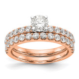 True Origin 14K Rose Gold 1/2 carat Lab Grown Diamond VS  D E F  Semi Mount Peg Set Ring - RM-BF81D139-5017