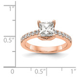 True Origin 14K Rose Gold 1/5 carat Lab Grown Diamond VS  D E F  Semi Mount Princess Engagement Ring