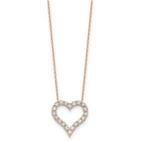 True Origin 14k Rose Gold 2 carat Lab Grown Diamond VS DEF 18 inch Open Heart Pendant Necklace