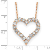 True Origin 14k Rose Gold 2 carat Lab Grown Diamond VS DEF 18 inch Open Heart Pendant Necklace