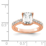 True Origin 14K Rose Gold 3/8 carat Lab Grown Diamond VS  D E F  Semi Mount Emerald Engagement Ring - RM-685038DB-8236
