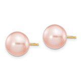 14k 8-9mm Pink Button Freshwater Cultured Pearl Stud Post Earrings