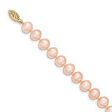 14k 8-9mm Pink Near-Round Freshwater Cultured Pearl 18 inch Necklace
