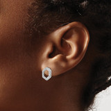 True Origin 14k White Gold 1/2 carat Lab Grown Diamond VS DEF Hexagon Post Earrings