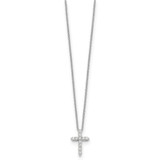 True Origin 14k White Gold 1/4 carat Lab Grown Diamond VS DEF 18 inch Cross Pendant Necklace