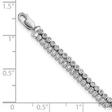 True Origin 14k White Gold 2 7/8 carat Lab Grown Diamond VS+ F+ Double Row 7 inch Bracelet with a 1 inch extension