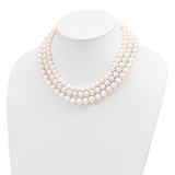 14k 8-9mm White Near-Round Freshwater Cultured Pearl 3-Strand 16 inch Necklace