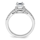 True Origin 14K White Gold 3/8 carat Lab Grown Diamond VS  D E F  Semi Mount Emerald Halo Engagement Ring