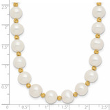 14k 8-9mm White Near-Round Freshwater Cultured Pearl and Diamond-cut Beaded 18 inch Necklace