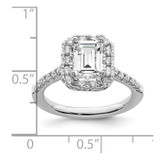 True Origin 14K White Gold 5/8 carat Lab Grown Diamond VS  D E F  Semi Mount Emerald Halo Engagement Ring