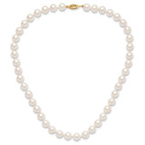 14k 8-9mm White Round Akoya Saltwater Cultured Pearl 16 inch Necklace