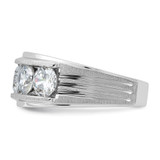True Origin IBGoodman 14k White Gold 3 1/2 carat Lab Grown Diamond VS+ F+ Five Stone Complete Polished Brushed and Grooved Men's Ring