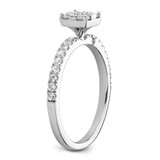 Two Promises 14k White Gold 1/2 carat Lab Grown Diamond VS/SI+ G+ Complete Cluster Engagement Ring