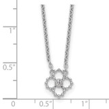 White Ice Sterling Silver Rhodium Plated Beaded Diamond Quatrefoil 18in Necklace plus 2 in Extender