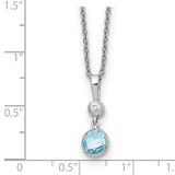 White Ice Sterling Silver Rhodium-plated 18 Inch Blue Topaz and Diamond Necklace with 2 Inch Extender - QW-6FF38308-1350