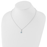 White Ice Sterling Silver Rhodium-plated 18 Inch Blue Topaz and Diamond Necklace with 2 Inch Extender - QW-6FF38308-1350