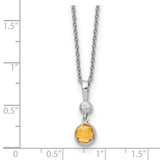 White Ice Sterling Silver Rhodium-plated 18 inch Diamond and Citrine Necklace with 2 inch Extender - QW-30C41681-4474