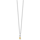 White Ice Sterling Silver Rhodium-plated 18 inch Diamond and Citrine Necklace with 2 inch Extender - QW-E54F3E35-8671