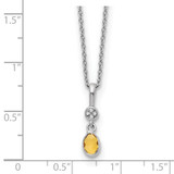 White Ice Sterling Silver Rhodium-plated 18 inch Diamond and Citrine Necklace with 2 inch Extender - QW-E54F3E35-8671