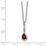 White Ice Sterling Silver Rhodium-plated 18 inch Diamond and Garnet Teardrop Necklace with 2 inch Extender