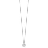 White Ice Sterling Silver Rhodium-plated 18 Inch Diamond Butterfly Necklace with 2 Inch Extender - QW-2BC7E9D5-2405