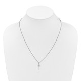 White Ice Sterling Silver Rhodium-plated 18 inch Diamond Cross and Heart Necklace plus 2 inch Extender