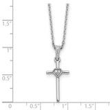 White Ice Sterling Silver Rhodium-plated 18 inch Diamond Cross and Heart Necklace plus 2 inch Extender
