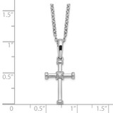 White Ice Sterling Silver Rhodium-plated 18 Inch Diamond Cross Necklace with 2 Inch Extender - QW-954F10B3-8839