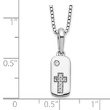 White Ice Sterling Silver Rhodium-plated 18 Inch Diamond Cross Tag Necklace with 2 Inch Extender