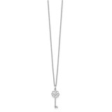 White Ice Sterling Silver Rhodium-plated 18 Inch Diamond Flower Key Necklace with 2 Inch Extender