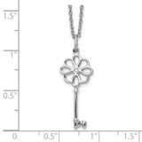 White Ice Sterling Silver Rhodium-plated 18 Inch Diamond Flower Key Necklace with 2 Inch Extender