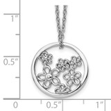 White Ice Sterling Silver Rhodium-plated 18 Inch Diamond Flower Necklace with 2 Inch Extender - QW-363C7951-9797