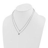White Ice Sterling Silver Rhodium-plated 18 inch Diamond Heart and Amethyst Teardrop Necklace plus 2 inch Extender