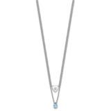 White Ice Sterling Silver Rhodium-plated 18 inch Diamond Heart and Blue Topaz Teardrop Necklace with 2 inch Extender