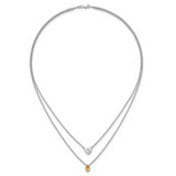 White Ice Sterling Silver Rhodium-plated 18 inch Diamond Heart and Citrine Teardrop Necklace plus 2 inch Extender
