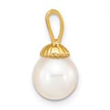 14K 8-9mm White Round Freshwater Pearl Pendant