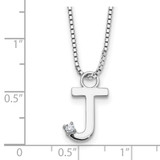 White Ice Sterling Silver Rhodium-plated 18 inch Diamond Letter J Initial Necklace plus 2 inch Extender