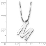 White Ice Sterling Silver Rhodium-plated 18 inch Diamond Letter M Initial Necklace plus 2 inch Extender