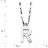 White Ice Sterling Silver Rhodium-plated 18 inch Diamond Letter R Initial Necklace plus 2 inch Extender