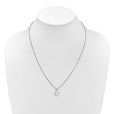 White Ice Sterling Silver Rhodium-plated 18 inch Diamond Letter U Initial Necklace plus 2 inch Extender