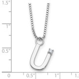White Ice Sterling Silver Rhodium-plated 18 inch Diamond Letter U Initial Necklace plus 2 inch Extender