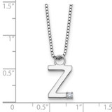 White Ice Sterling Silver Rhodium-plated 18 inch Diamond Letter Z Initial Necklace plus 2 inch Extender