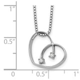 White Ice Sterling Silver Rhodium-plated 18 Inch Diamond Open Heart Necklace with 2 Inch Extender - QW-204FFDA3-4388