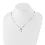 White Ice Sterling Silver Rhodium-plated 18 Inch Diamond Open Oval Necklace with 2 Inch Extender - QW-2F96671B-5621