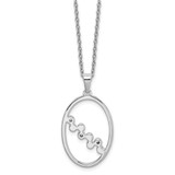 White Ice Sterling Silver Rhodium-plated 18 Inch Diamond Open Oval Necklace with 2 Inch Extender - QW-80E4F186-2584