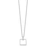 White Ice Sterling Silver Rhodium-plated 18 inch Diamond Open Square Necklace plus 2 inch Extention